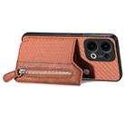 For OPPO Reno13 Carbon Fiber Horizontal Flip Zipper Wallet Phone Case(Brown) - 3