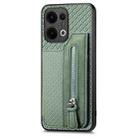 For OPPO Reno13 Carbon Fiber Horizontal Flip Zipper Wallet Phone Case(Green) - 2