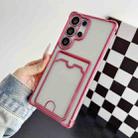 For Samsung Galaxy S25 Ultra 5G Four-cornered Electroplated Card Bag TPU Phone Case(Pink) - 1