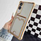 For Samsung Galaxy S25 Edge 5G Four-cornered Electroplated Card Bag TPU Phone Case(Gold) - 1