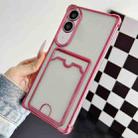 For Samsung Galaxy S25 Edge 5G Four-cornered Electroplated Card Bag TPU Phone Case(Pink) - 1