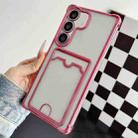 For Samsung Galaxy S24 FE 5G Four-cornered Electroplated Card Bag TPU Phone Case(Pink) - 1