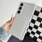For Samsung Galaxy S23 5G Four-cornered Electroplated Card Bag TPU Phone Case(Transparent) - 1