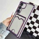 For Samsung Galaxy S23 FE 5G Four-cornered Electroplated Card Bag TPU Phone Case(Purple) - 1