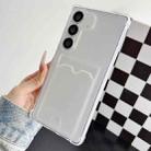 For Samsung Galaxy S23 FE 5G Four-cornered Electroplated Card Bag TPU Phone Case(Transparent) - 1