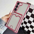 For Samsung Galaxy S23+ 5G Four-cornered Electroplated Card Bag TPU Phone Case(Pink) - 1