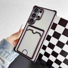 For Samsung Galaxy S23 Ultra 5G Four-cornered Electroplated Card Bag TPU Phone Case(Black) - 1