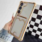 For Samsung Galaxy S22 5G Four-cornered Electroplated Card Bag TPU Phone Case(Gold) - 1