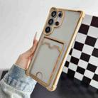 For Samsung Galaxy S22 Ultra 5G Four-cornered Electroplated Card Bag TPU Phone Case(Gold) - 1