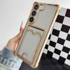For Samsung Galaxy S21 FE 5G Four-cornered Electroplated Card Bag TPU Phone Case(Gold) - 1