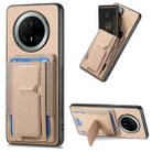 For Huawei Mate 70 Carbon Fiber Fold Stand Elastic Card Bag Phone Case(Khaki) - 1