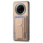 For Huawei Mate 70 Carbon Fiber Fold Stand Elastic Card Bag Phone Case(Khaki) - 2