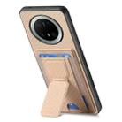 For Huawei Mate 70 Carbon Fiber Fold Stand Elastic Card Bag Phone Case(Khaki) - 3