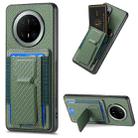 For Huawei Mate 70 Carbon Fiber Fold Stand Elastic Card Bag Phone Case(Green) - 1