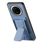 For Huawei Mate 70 Pro+ Carbon Fiber Fold Stand Elastic Card Bag Phone Case(Blue) - 3