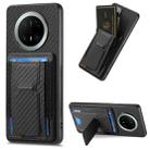 For Huawei Mate 70 Pro+ Carbon Fiber Fold Stand Elastic Card Bag Phone Case(Black) - 1