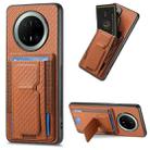 For Huawei Mate 70 Pro+ Carbon Fiber Fold Stand Elastic Card Bag Phone Case(Brown) - 1