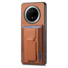 For Huawei Mate 70 Pro+ Carbon Fiber Fold Stand Elastic Card Bag Phone Case(Brown) - 2