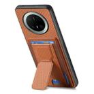 For Huawei Mate 70 Pro+ Carbon Fiber Fold Stand Elastic Card Bag Phone Case(Brown) - 3