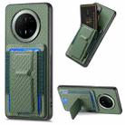 For Huawei Mate 70 Pro+ Carbon Fiber Fold Stand Elastic Card Bag Phone Case(Green) - 1
