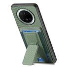 For Huawei Mate 70 Pro+ Carbon Fiber Fold Stand Elastic Card Bag Phone Case(Green) - 3
