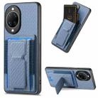 For Huawei nova 14 Carbon Fiber Fold Stand Elastic Card Bag Phone Case(Blue) - 1