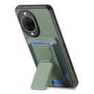 For Huawei nova 14 Carbon Fiber Fold Stand Elastic Card Bag Phone Case(Green) - 3
