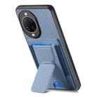 For Huawei nova 14 Pro Carbon Fiber Fold Stand Elastic Card Bag Phone Case(Blue) - 3