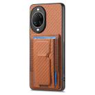 For Huawei nova 14 Ultra Carbon Fiber Fold Stand Elastic Card Bag Phone Case(Brown) - 2