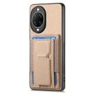 For Huawei nova 14 Ultra Carbon Fiber Fold Stand Elastic Card Bag Phone Case(Khaki) - 2