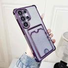 For Samsung Galaxy S24 Ultra 5G Gradient Glitter Plating TPU Phone Case with Card Slot(Purple) - 1