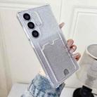 For Samsung Galaxy S25 5G Gradient Glitter Plating TPU Phone Case with Card Slot(Transparent) - 1