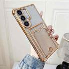 For Samsung Galaxy S25 5G Gradient Glitter Plating TPU Phone Case with Card Slot(Gold) - 1