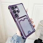 For Samsung Galaxy S25 Ultra 5G Gradient Glitter Plating TPU Phone Case with Card Slot(Purple) - 1