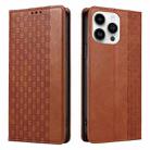 For iPhone 16 Pro Max Braided Embossed Strong Magnetic Leather Phone Case(Brown) - 2