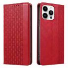 For iPhone 16 Pro Braided Embossed Strong Magnetic Leather Phone Case(Red) - 2