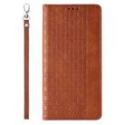 For iPhone 16 Plus Braided Embossed Strong Magnetic Leather Phone Case(Brown) - 3