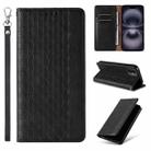 For iPhone 16 Braided Embossed Strong Magnetic Leather Phone Case(Black) - 1