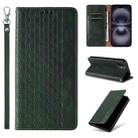 For iPhone 16 Braided Embossed Strong Magnetic Leather Phone Case(Green) - 1