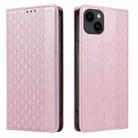 For iPhone 16 Braided Embossed Strong Magnetic Leather Phone Case(Rose Gold) - 2