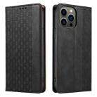 For iPhone 15 Pro Max Braided Embossed Strong Magnetic Leather Phone Case(Black) - 2