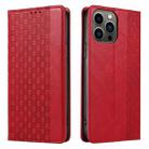 For iPhone 15 Pro Max Braided Embossed Strong Magnetic Leather Phone Case(Red) - 2