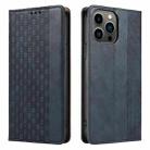 For iPhone 15 Pro Max Braided Embossed Strong Magnetic Leather Phone Case(Blue) - 2