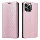 For iPhone 15 Pro Max Braided Embossed Strong Magnetic Leather Phone Case(Rose Gold) - 2