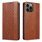 For iPhone 15 Pro Braided Embossed Strong Magnetic Leather Phone Case(Brown) - 2