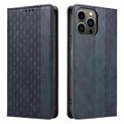 For iPhone 15 Pro Braided Embossed Strong Magnetic Leather Phone Case(Blue) - 2