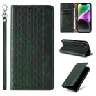 For iPhone 15 Braided Embossed Strong Magnetic Leather Phone Case(Green) - 1