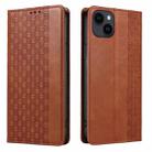 For iPhone 14 Plus Braided Embossed Strong Magnetic Leather Phone Case(Brown) - 2