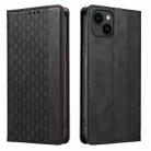 For iPhone 14 Braided Embossed Strong Magnetic Leather Phone Case(Black) - 2
