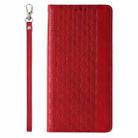 For iPhone 14 Braided Embossed Strong Magnetic Leather Phone Case(Red) - 3